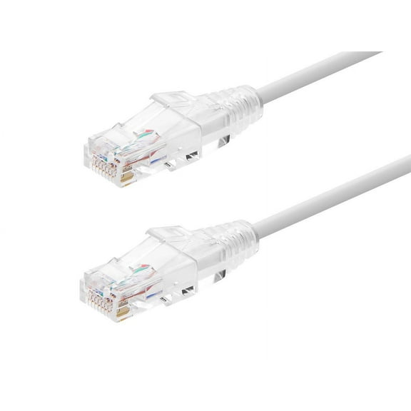 Monoprice Cat6 Ethernet Patch Cable - 30 feet - White | Snagless RJ45 Stranded 550MHz UTP CMR Riser Rated Pure Bare Copper Wire 28AWG - SlimRun Series