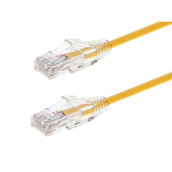 Monoprice Cat6 Ethernet Patch Cable - 5 Feet - Yellow | Network Internet Cord - Snagless RJ45 Stranded 550MHz UTP CMR Riser Rated Pure Bare Copper Wire 28AWG - SlimRun Series