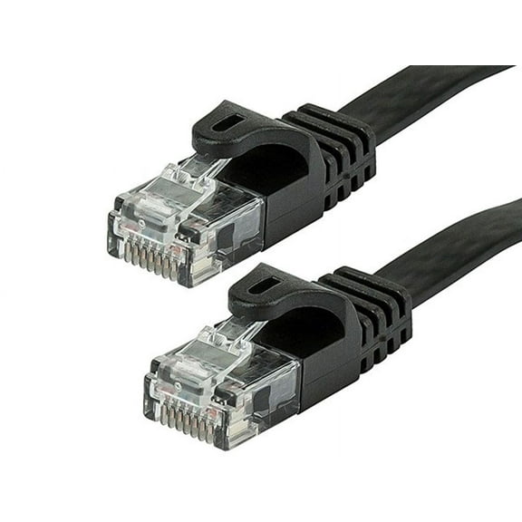 Monoprice Cat6 Ethernet Patch Cable - 50 Feet - Black | Flat Snagless RJ45, Flat, 550MHz, UTP, Pure Bare Copper Wire, 30AWG - Flexboot Series