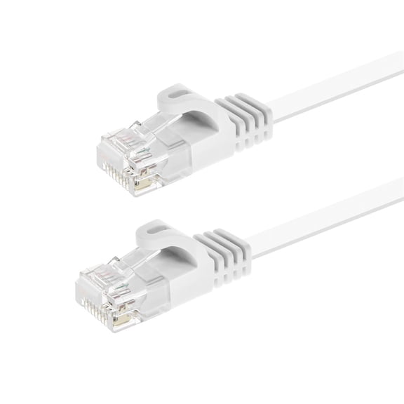 Monoprice Cat6 Ethernet Patch Cable - 50 Feet - White | Snagless RJ45, Flat, 550MHz, UTP, Pure Bare Copper Wire, 30AWG, For Network Internet Modem Router Xbox PS3 Cord - Flexboot Series