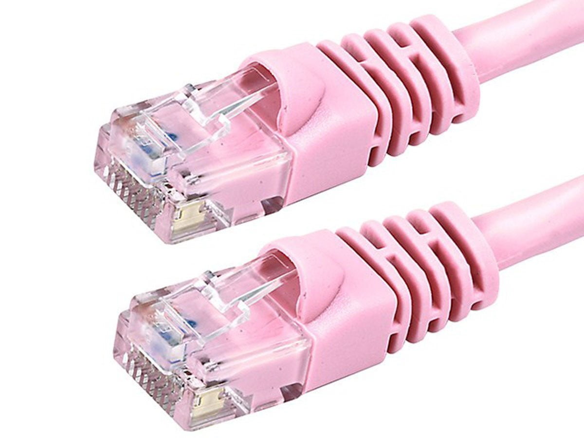 Monoprice Cat6 Ethernet Patch Cable - 7 Feet - Pink | Snagless, RJ45 ...