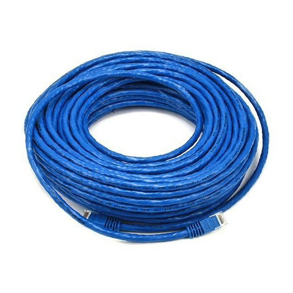 Monoprice Cat6 Ethernet Patch Cable - 75 Feet - Blue | Network Internet Cord - RJ45, Stranded, 550Mhz, UTP, Pure Bare Copper Wire, 24AWG