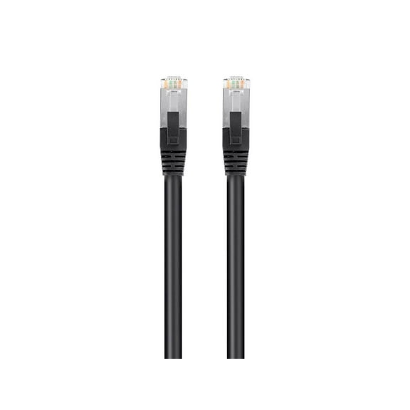 Monoprice Cat6 PoE Ethernet Patch Cable - 100 Feet - Black, 600V, Shielded RJ45, Solid, 550MHz, STP (U/FTP), 24AWG