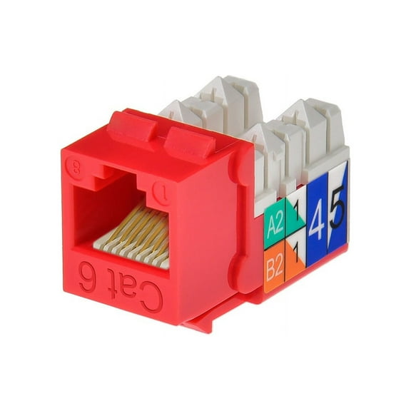 Monoprice Cat6 Punch Down Keystone Jack for 22-24AWG Solid Wire, Red