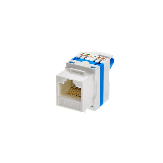 Monoprice Cat6 RJ45 Toolless Twist Lever 180-Degree Keystone Jack for 23-26AWG Solid Wire, White