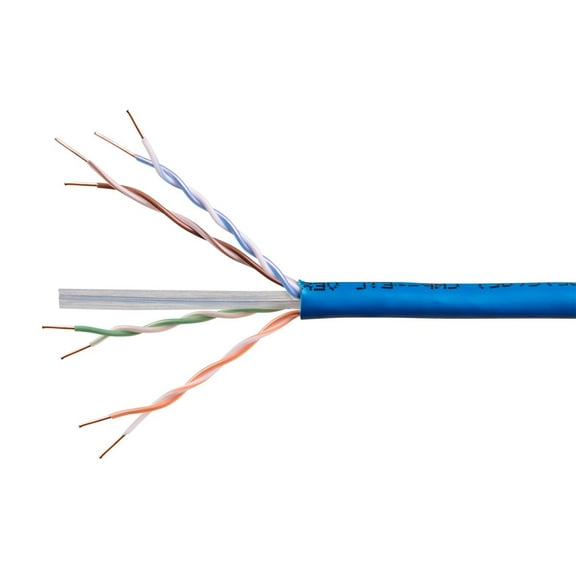 Monoprice Cat6A Ethernet Bulk Cable - 1000 feet - Blue | Solid, 550Mhz, UTP, CMP, Plenum, Pure Bare Copper Wire, 10G, 23AWG - Entegrade Series