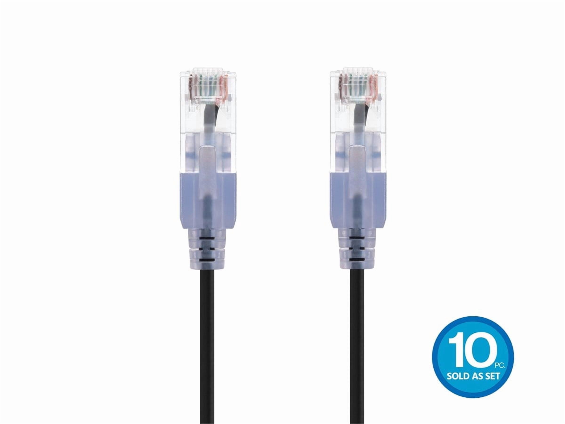 Monoprice Cat6A Ethernet Network Patch Cable - 20 Feet - Black | 10-Pack, 10G - SlimRun Series
