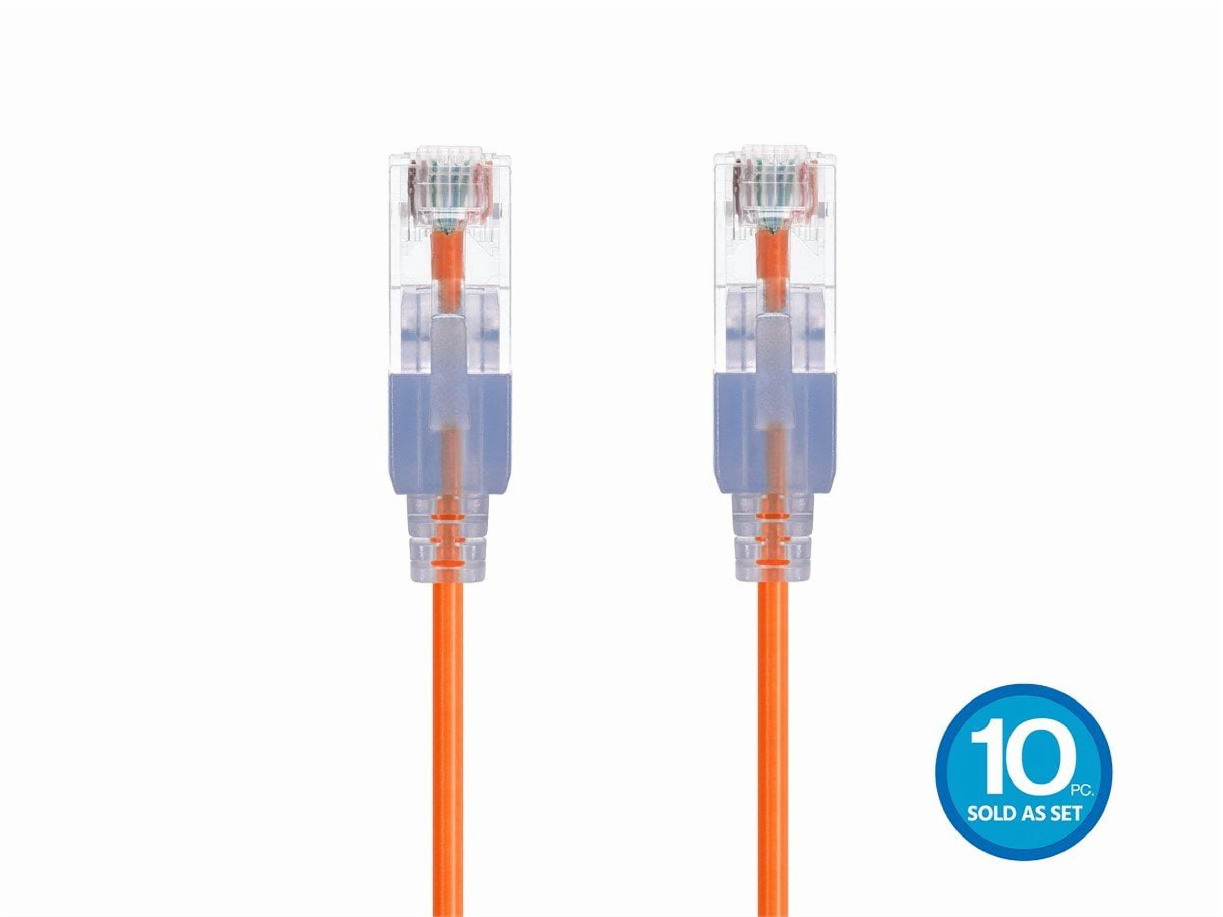 Monoprice Cat6A Ethernet Patch Cable - 1 Feet - Orange (10 Pack) Snagless RJ45 550Mhz UTP Pure Bare Copper Wire 10G 30AWG - SlimRun Series