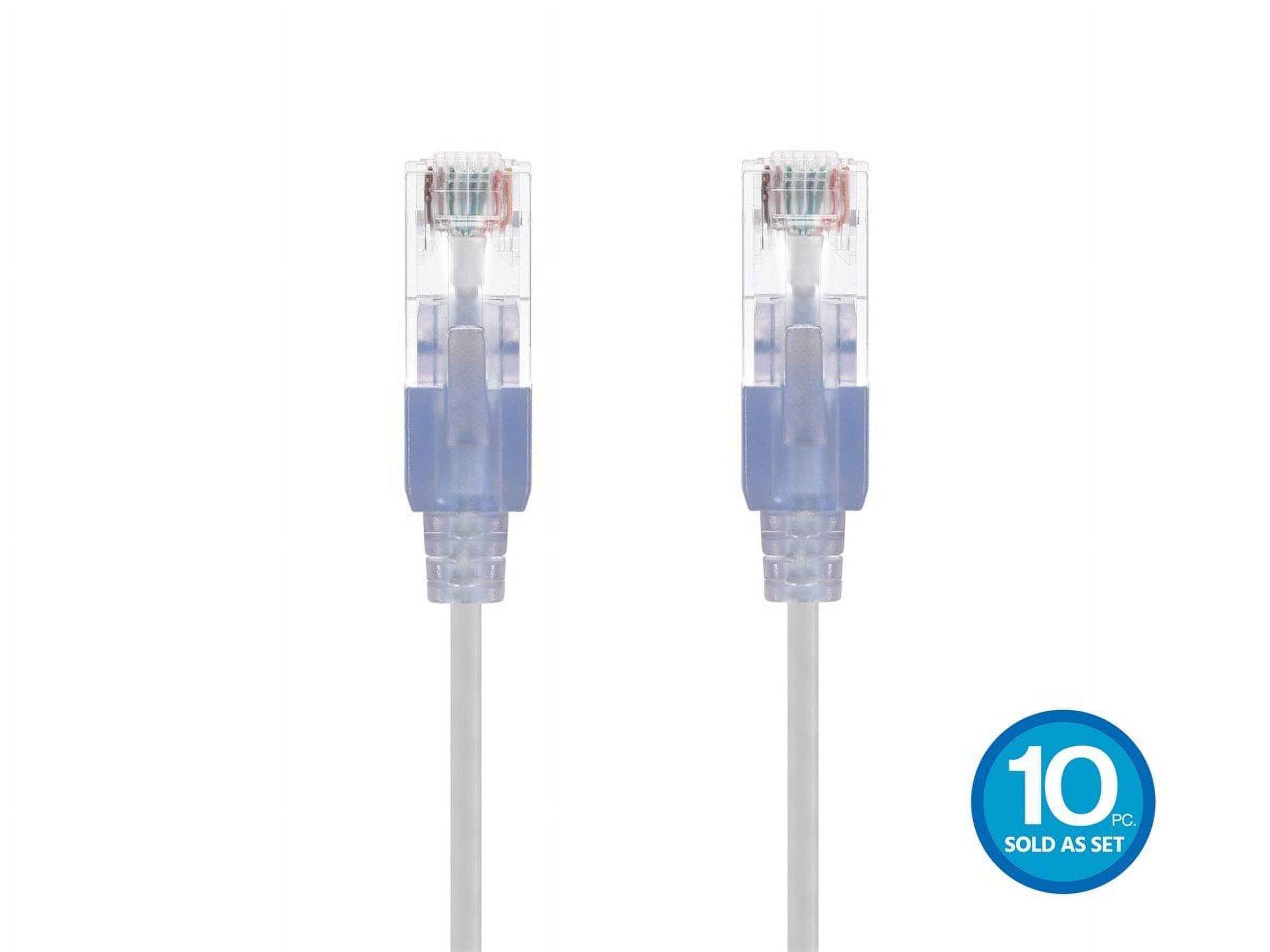 Monoprice Cat6A Ethernet Patch Cable - 10 Feet - White | Network Internet Cord - RJ45, 550Mhz, UTP, Pure Bare Copper Wire, 10G, 30AWG, 10-Pack - SlimRun Series