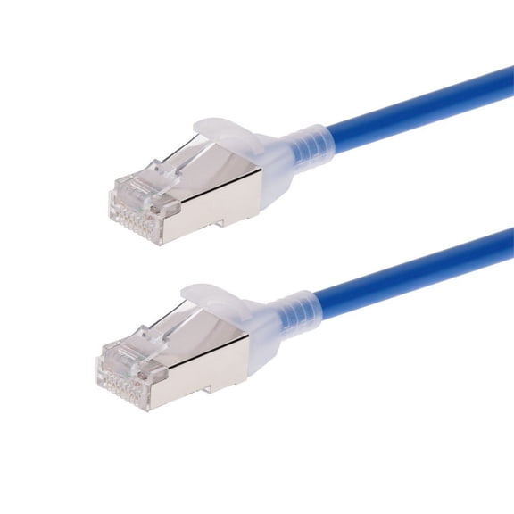 Monoprice Cat6A Ethernet Patch Cable - 2 Feet - Blue | Snagless, Double Shielded, Component Level, CM, 30AWG - SlimRun Series