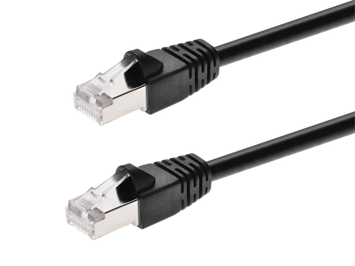 Monoprice Cat6A Ethernet Patch Cable - 25 Feet - Black | Network Internet Cord - RJ45, 550Mhz, STP, Pure Bare Copper Wire, 10G, 26AWG