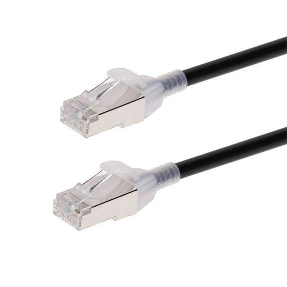 Monoprice Cat6A Ethernet Patch Cable - 25 Feet - Black | Snagless, Double Shielded, Component Level, CM, 30AWG, Computer Networking Cable LAN Modem Router - SlimRun Series