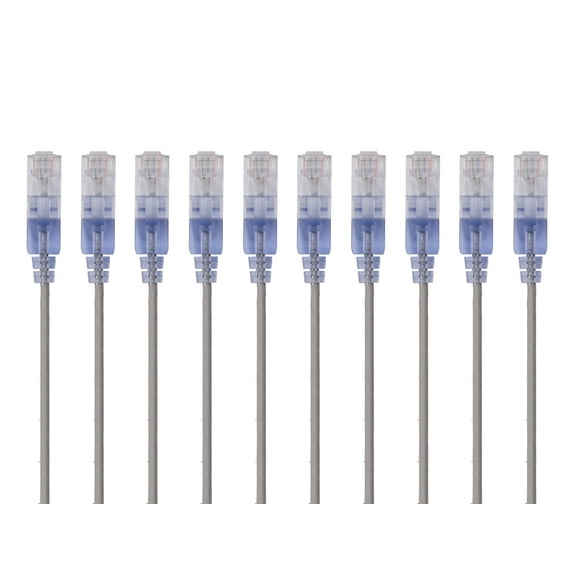 Monoprice Cat6A Ethernet Patch Cable - 5 Feet - Gray | Network Internet Cord - RJ45, 550Mhz, UTP, Pure Bare Copper Wire, 10G, 30AWG, 10-Pack - SlimRun Series
