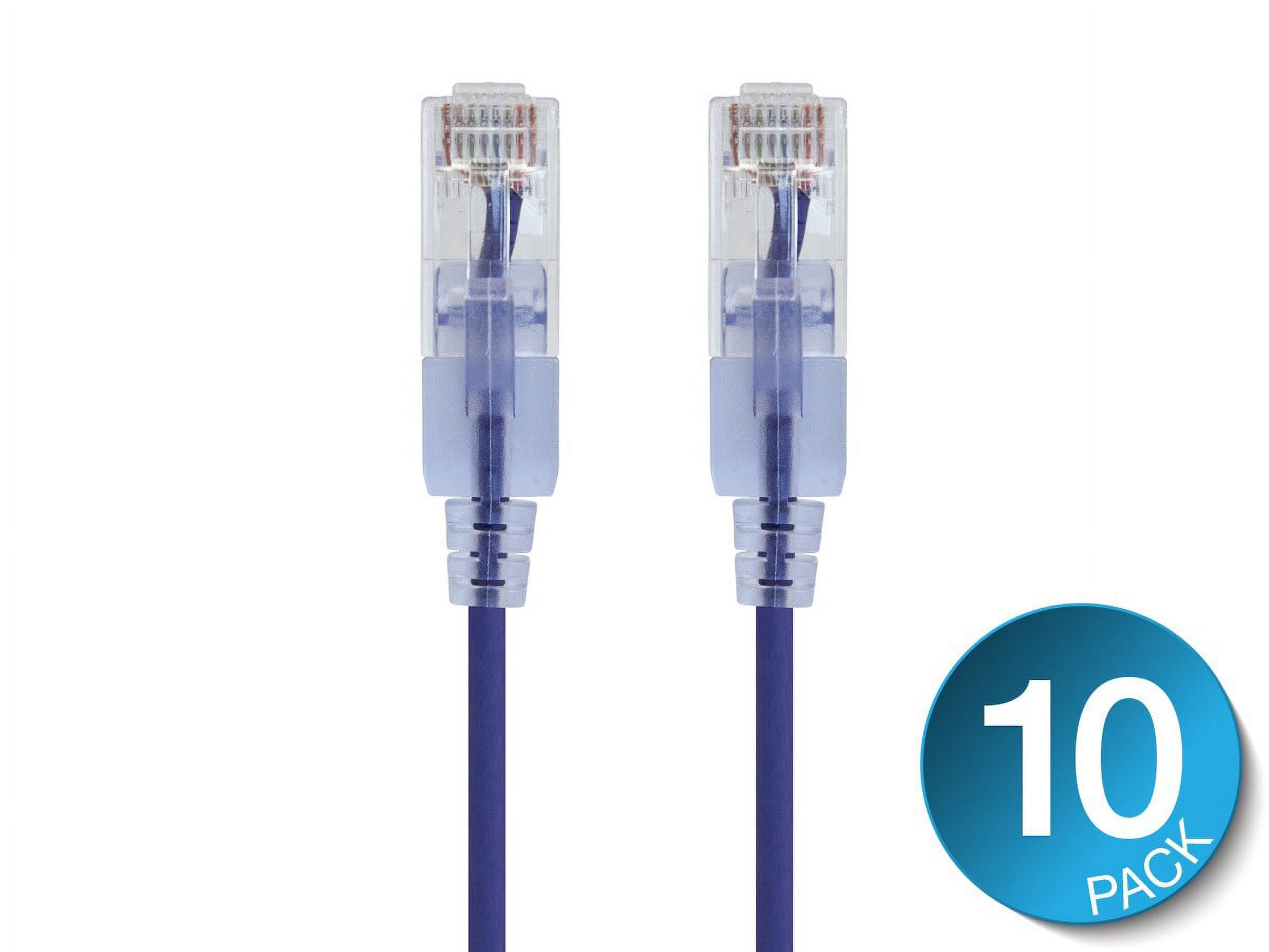 Monoprice Cat6A Ethernet Patch Cable - 5 Feet - Purple (10 Pack) Snagless RJ45 550Mhz UTP Pure Bare Copper Wire 10G 30AWG - SlimRun Series