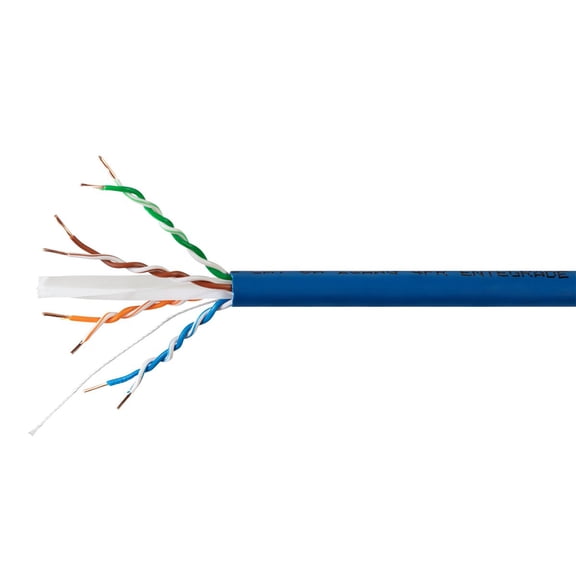 Monoprice Cat6A Plus Bulk Ethernet Network Cable - 1000 feet - Blue, Bare Copper, 650MHz, UTP, Solid, Riser-Rated (CMR), 23AWG, 10G - Entegrade Series