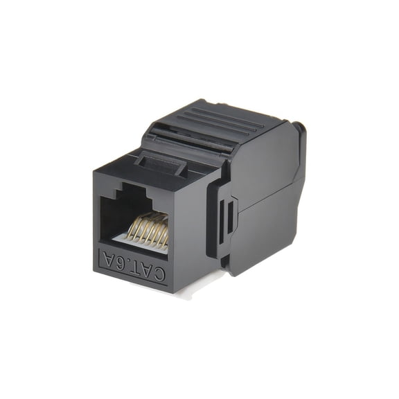 Monoprice Cat6A RJ45 Toolless 180-Degree Keystone Jack for 22-24AWG Solid Wire, Black