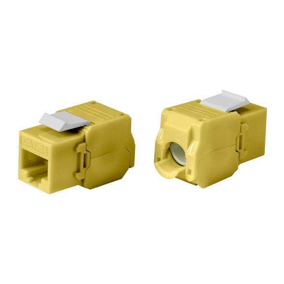 Monoprice Cat6A RJ45 Toolless 180-Degree Keystone Jack for 22-24AWG Solid Wire, Yellow