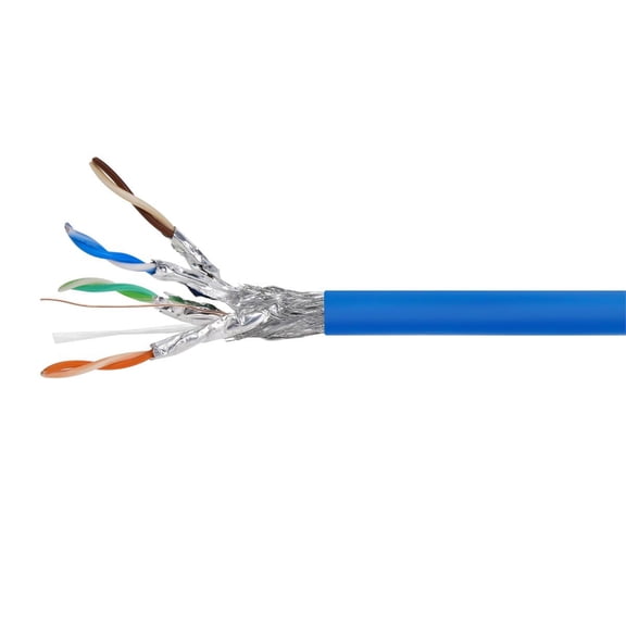 Monoprice Cat8 Network Cable - 250 Feet Bulk - Blue | 2GHz, S/FTP Shielded, Solid, 22AWG, 40G, Bare Copper, For Ethernet Switch, Modem, Router - Entegrade Series
