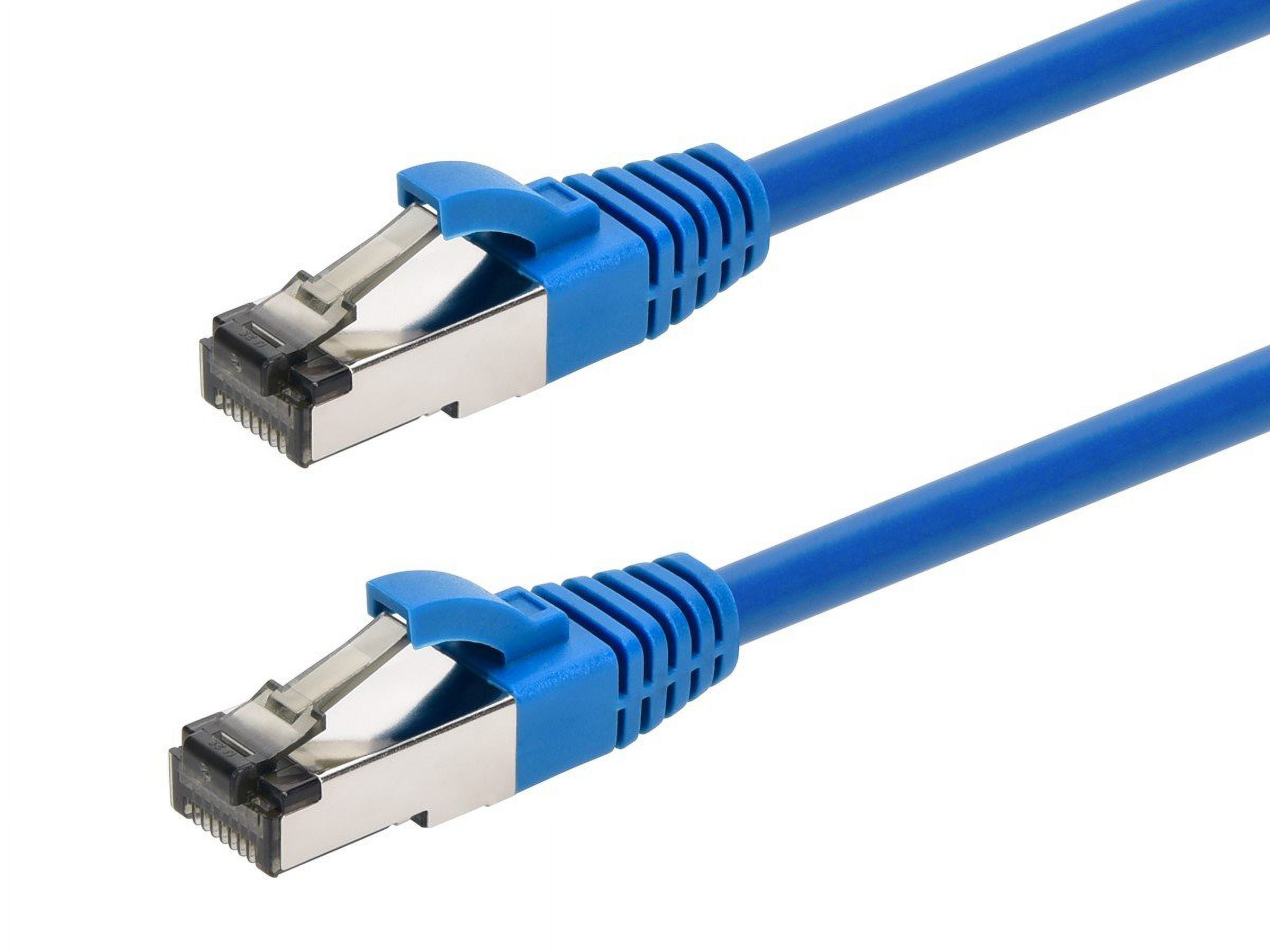 Monoprice Cat8 Patch Cable - 20 Feet - Blue | Double Shielded (S/FTP), 28AWG, 2GHz, 40G, Pure Bare Copper, Snagless RJ45, Ethernet Cable