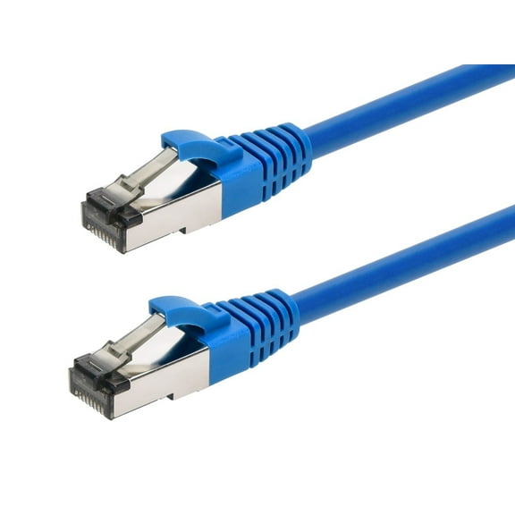 Monoprice Cat8 Patch Cable - 3 Feet - Blue | Double Shielded (S/FTP), 28AWG, 2GHz, 40G, Pure Bare Copper, Snagless RJ45, Ethernet Cable