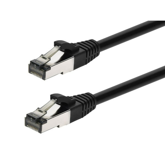 Monoprice Cat8 Patch Cable - 7 Feet - Black | Double Shielded (S/FTP), 28AWG, 2GHz, 40G, Pure Bare Copper, Snagless RJ45, Ethernet Cable