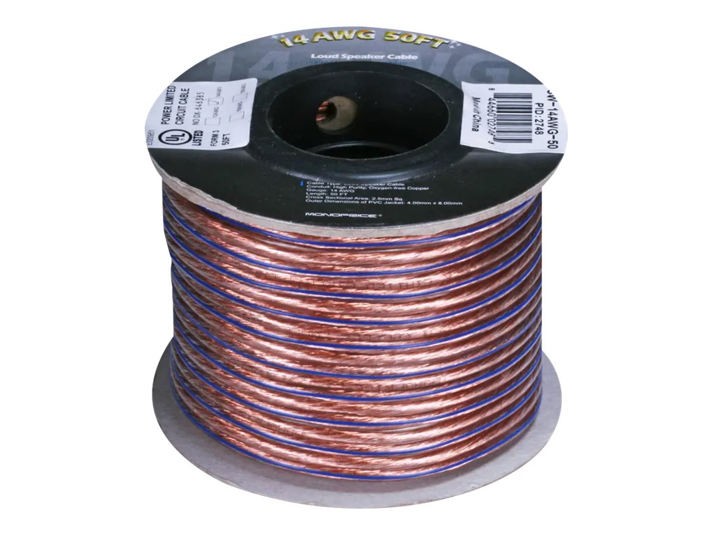 Monoprice Choice Series 14AWG Oxygen-Free Pure Bare Copper Speaker Wire, 50ft - image 1 of 2