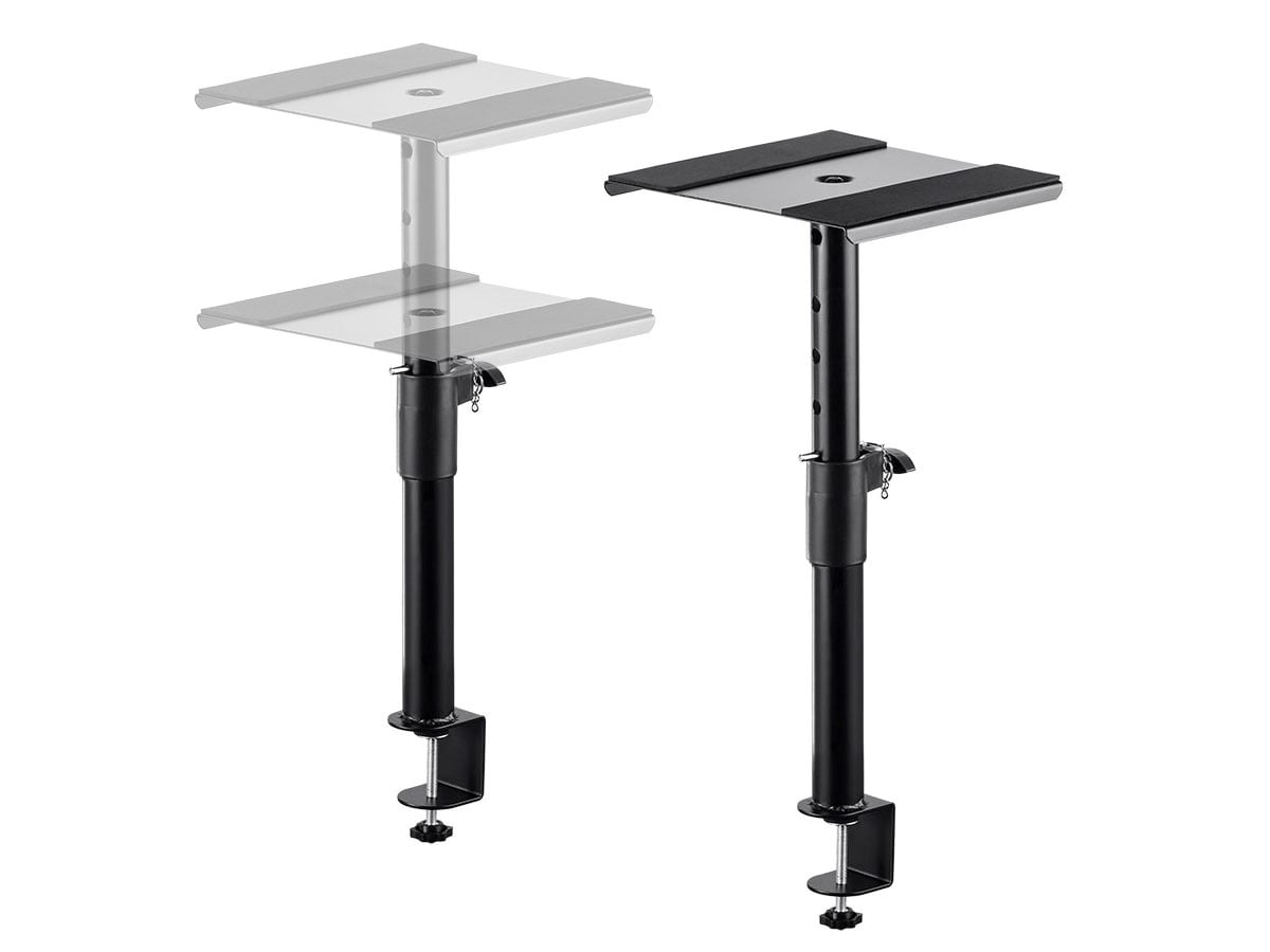 Adjustable Black Steel Clamp-Mounted Desktop Monitor Stands