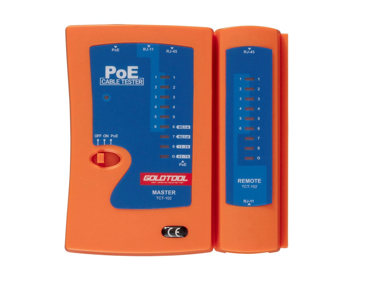 Monoprice Combo Function Cable Tester and PoE Finder, For Cable Continuity, Miswiring, Open Circuits, Short Circuits, Straight-Through Pinning, or Cross Pinning