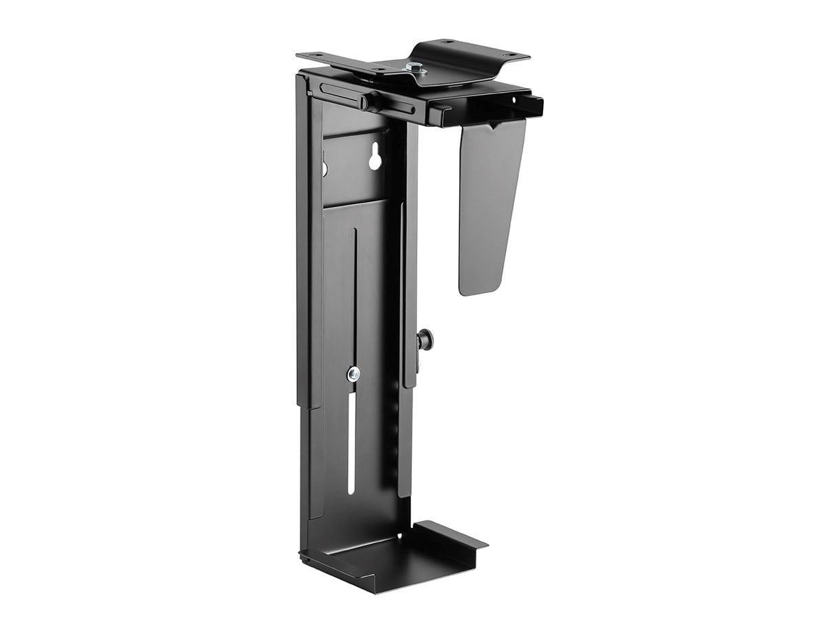 Adjustable Black Metal Under-Desk CPU Holder with Rotating Mechanism