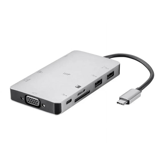Monoprice Consul Travel Dock. HDMI, VGA, Ethernet, USB SD/MicroSD, USB and USB-C