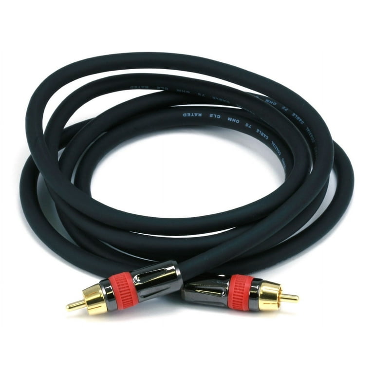 Monoprice Digital Coaxial Audio Cable - 6 Feet - Black  High Quality RG6  RCA CL2 Rated, Gold plated 