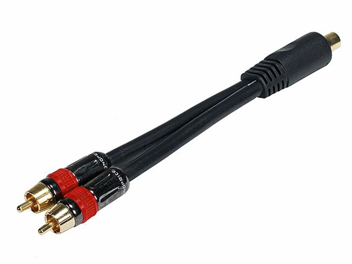 Monoprice Digital Coaxial Cable - 0.5 Feet - RCA Female to 2-RCA Male Splitter Adapter, single, Gold plated - image 1 of 3