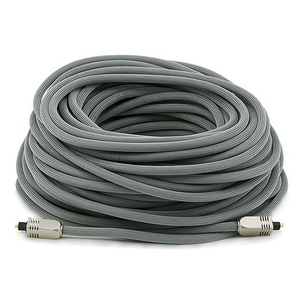 Monoprice Digital Optical Audio Cable - 100 Feet - Gray | Premium S/PDIF (Toslink) Heavy Duty Mesh Jacket, Metal Connector Heads, for Play Station, Xbox one, Home Theater & More