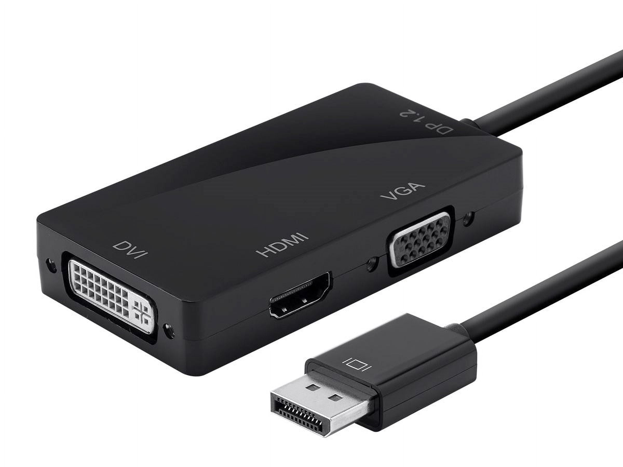 Monoprice DisplayPort 1.2a to 4K HDMI, Dual Link DVI, and VGA Passive Adapter, Black (112802)