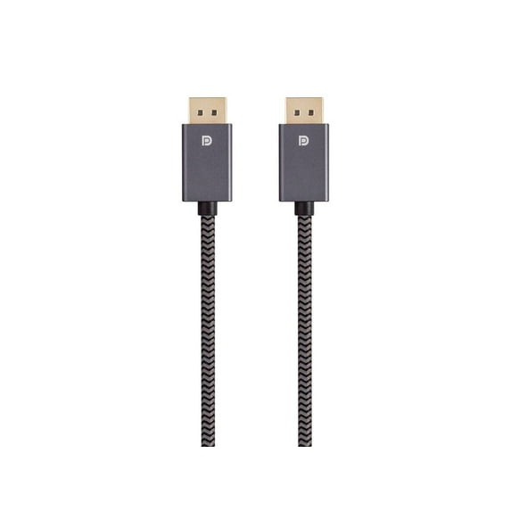 Monoprice DisplayPort 1.4 EasyPlug Nylon Braided Cable - 12 Feet Gray (10 Pack) 8K@60Hz, HDR Support, Up to 32.4 Gbps, For Laptop PC TV Gaming Monitor