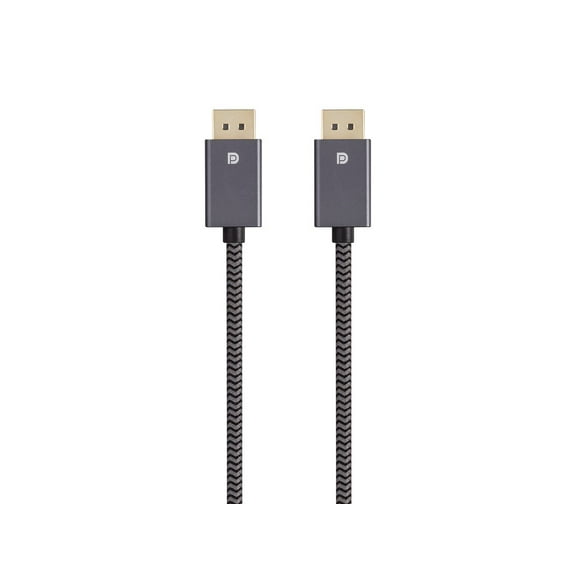 Monoprice DisplayPort 1.4 EasyPlug Nylon Braided Cable - 3 Feet - Gray | Up to 32.4 Gbps, 8K@60Hz, DPCP, HDCP, 3D Video, HBR3, DSC 1.2