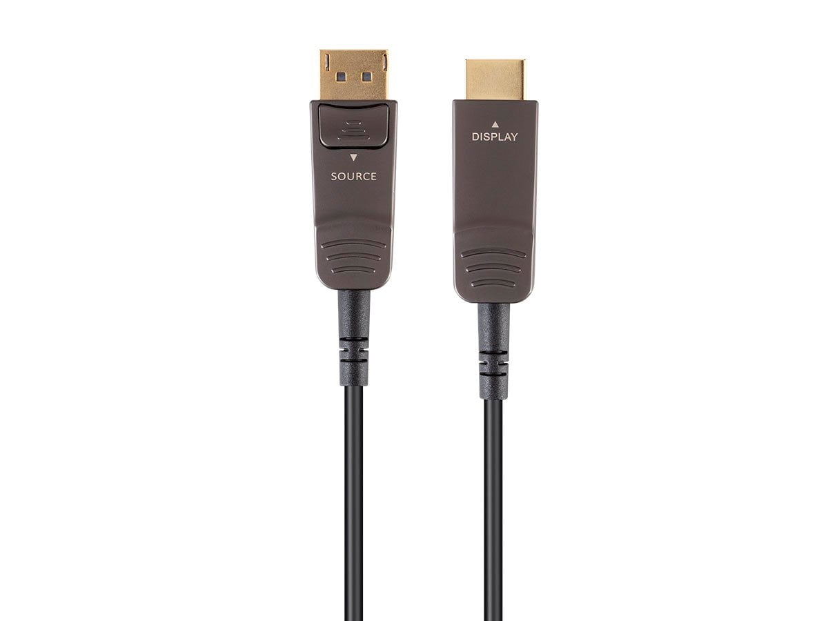 Monoprice DisplayPort to HDTV Cable - 100 Feet, 4K@60Hz, AOC, Transmits Up To 100 Feet, Ultra Slim Design, Dynamic HDR - SlimRun AV Series