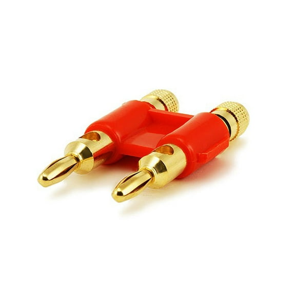Monoprice Dual High-Quality Gold Plated Speaker Banana Plugs, Red