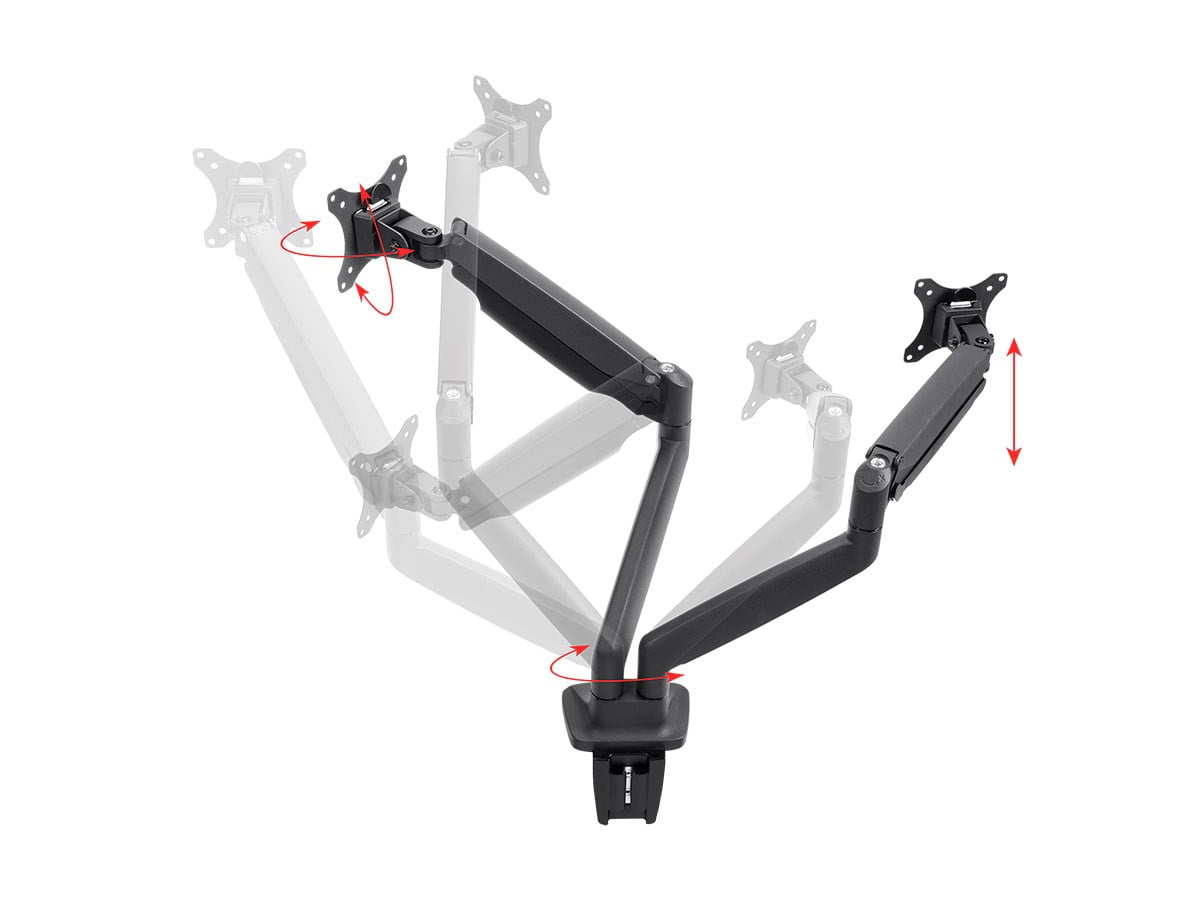 Black Dual Monitor Adjustable Gas Spring Desk Mount