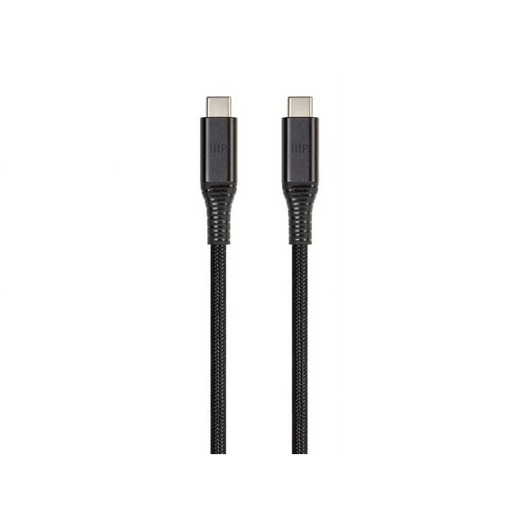 Monoprice Durable USB 3.2 Gen 2 Type-C Data and Power Kevlar Reinforced Nylon-Braid Cable - 1 Meter - Black | 5A/100W - AtlasFlex Series