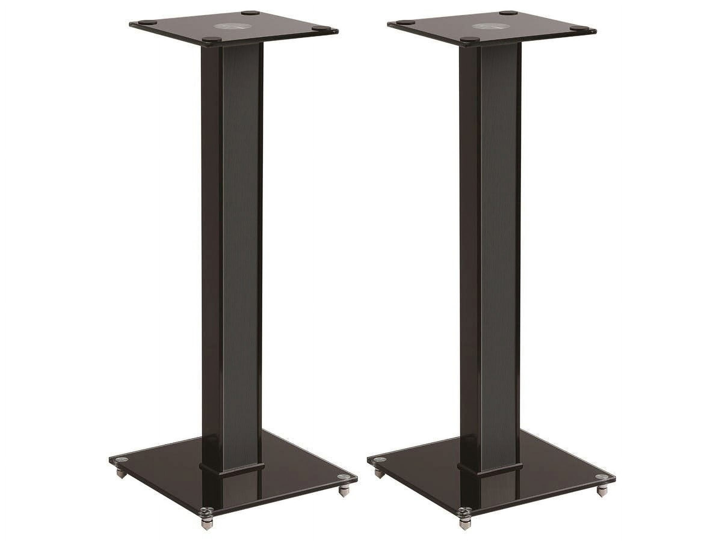 28-Inch Black Glass and MDF Speaker Stands with Cable Management