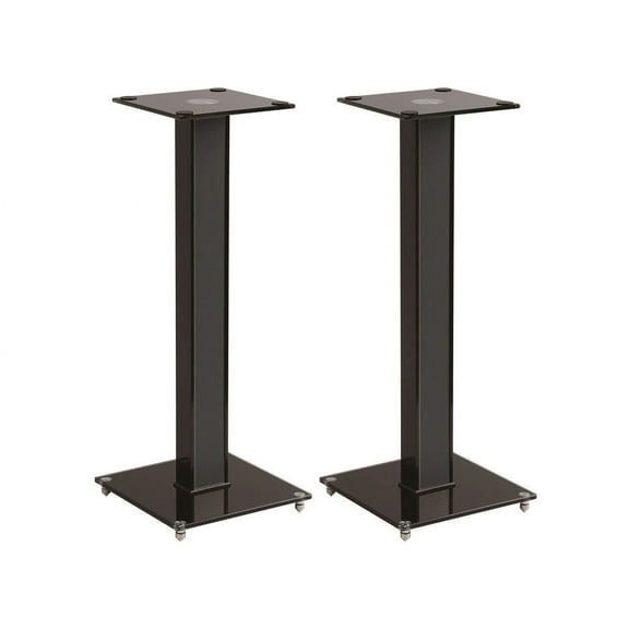 Monoprice Elements Speaker Stand - 28 Inch (Pair) With Cable Management, Strong Tempered Glass Base With Floor Spikes