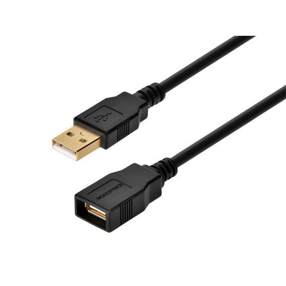 Monoprice USB 2.0 Extension Cable - 1.5 Feet - Black | Type-A Male to USB Type-A Female, 28/24AWG, Gold Plated Connectors
