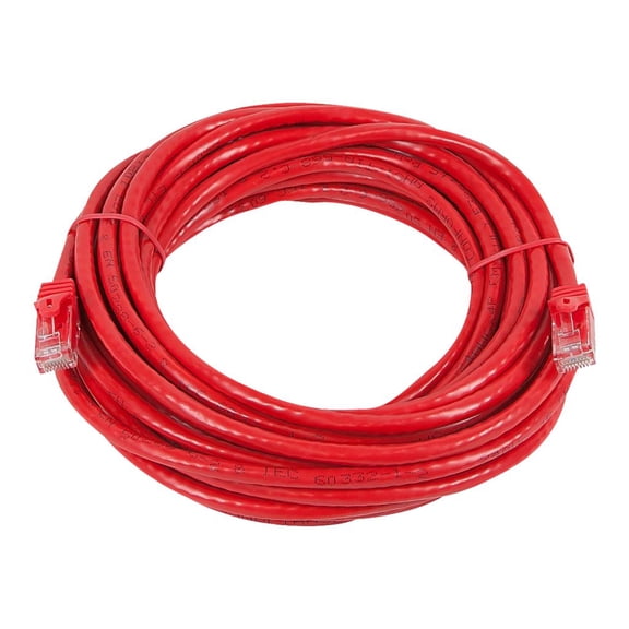 Monoprice FLEXboot Series - Patch cable - RJ-45 (M) to RJ-45 (M) - 50 ft - UTP - CAT 5e - booted, snagless, stranded - red
