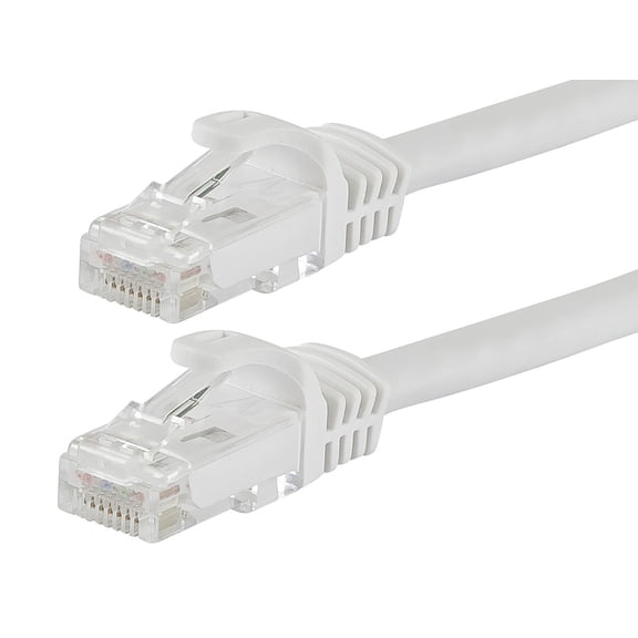 Monoprice Cat6 Ethernet Patch Cable - 100 Feet - White | Network Internet Cord - RJ45, Stranded, 550Mhz, UTP, Pure Bare Copper Wire, 24AWG - Flexboot Series