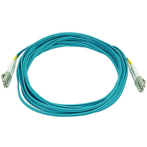Monoprice Fiber Optic Cable - 5 Meter - Aqua | LC to LC, OM3, 50/125 Type, Multi Mode, 10Gb, Duplex