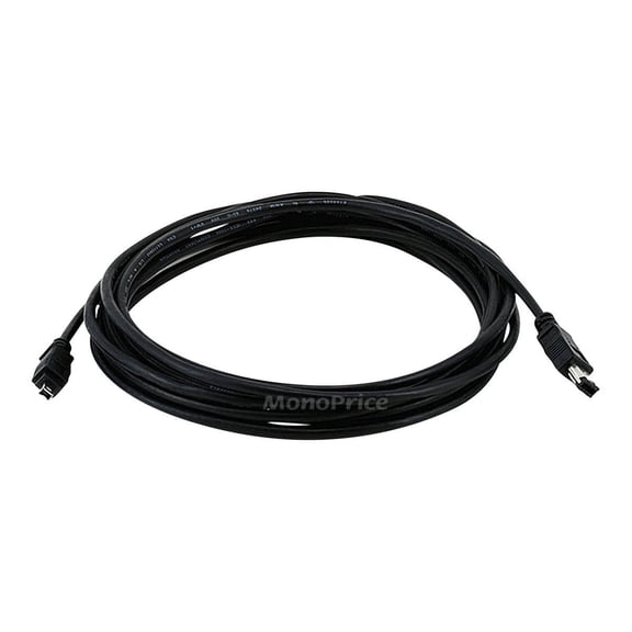 Monoprice FireWire iLink DV Cable - 15 Feet - Black | IEEE-1394 6-pin Male to 4-pin Male
