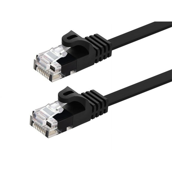 Monoprice Flat Cat6 Ethernet Patch Cable - 0.5 Feet - Black, Snagless RJ45, Flat, 550MHz, UTP, Pure Bare Copper Wire, 30AWG - Flexboot Series