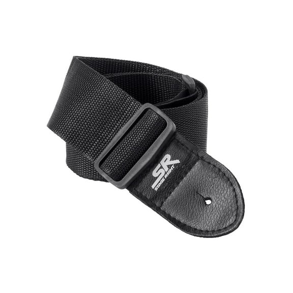Monoprice Guitar Strap - 2 Inch - Black | With Synthetic Leather Ends, made of a smooth nylon  - Stage Right Series