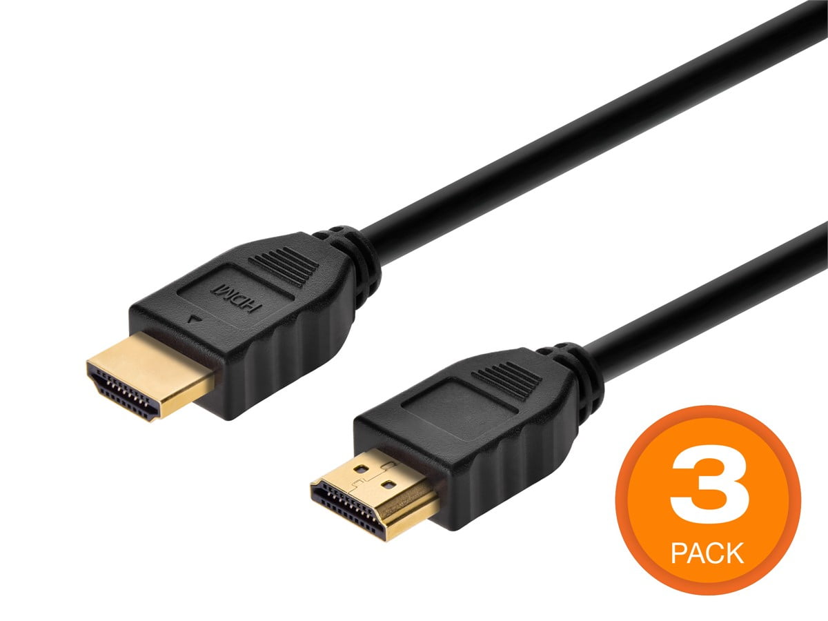 Monoprice HDMI Cable - 15 Feet - Black (3 Pack) No Logo, High Speed, 4K@60Hz, HDR, 18Gbps, YCbCr 4:4:4, 26AWG, CL2, Compatible with UHD TV and More - Commercial Series